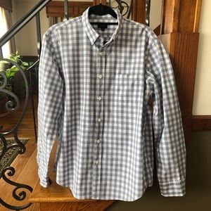 J. Crew L Button Down Blue White Check Casual